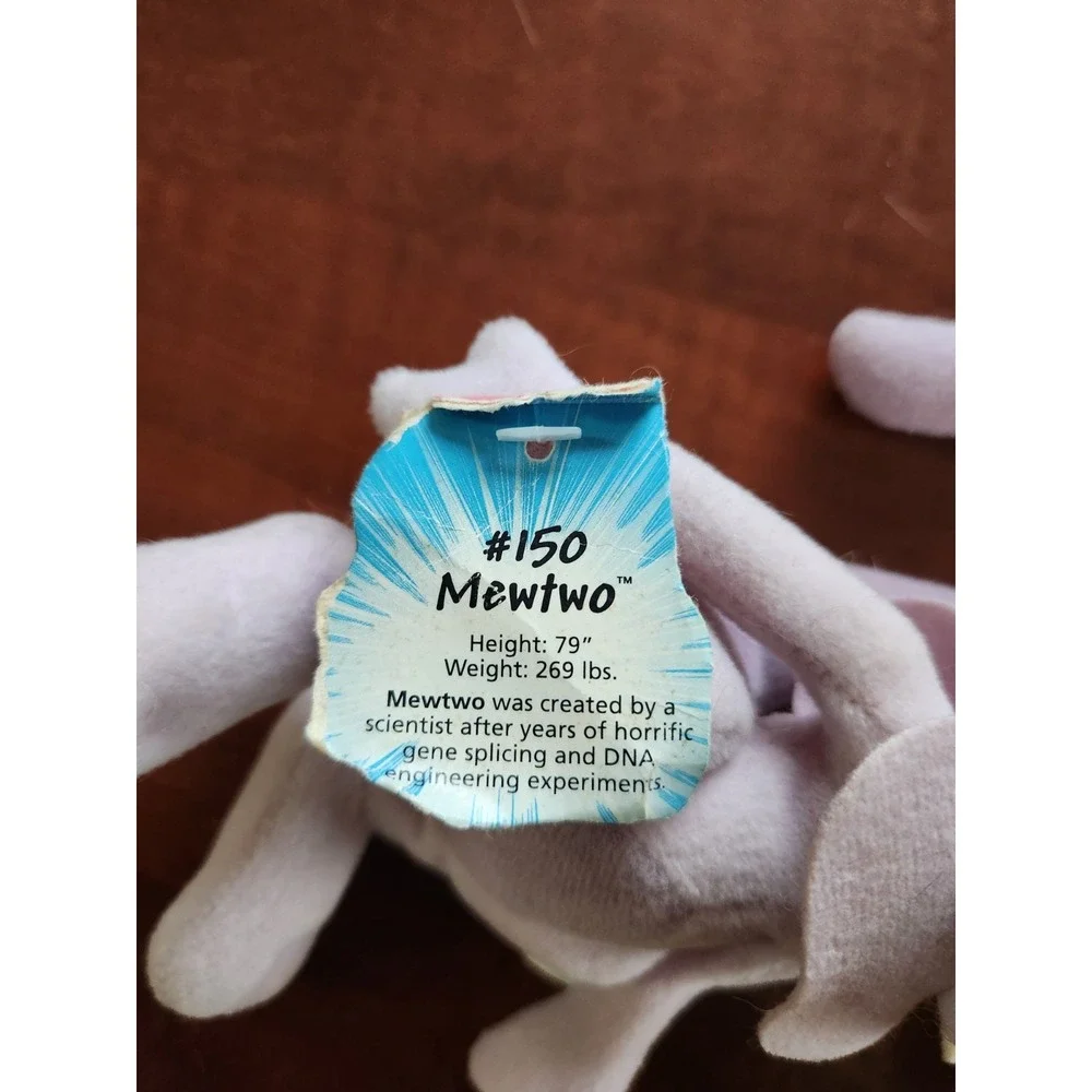 VINTAGE 6-Inch Mewtwo & Meowth Bean Bag Plush 1998 Pokemon Hasbro Nintendo